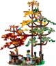 Arbres LEGO détachés aux couleurs d'automne rouge, orange, jaune et vert avec minifigurine, loutre et champignons