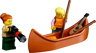 Deux minifigurines LEGO avec canoë orange, guitare, pagaie et appareil photo pour le set La maison en A