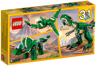 Boîte LEGO Creator 3-en-1 31058 - face arrière montrant les trois modèles : T-Rex, ptérodactyle et tricératops