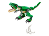 LEGO Creator 31058 - T-Rex vert gueule ouverte vu de face avec accessoire cage thoracique blanche