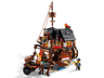 Modèle alternatif taverne pirate du LEGO Creator 31109 vue de face avec mât, chariot et minifigurines
