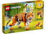Boîte avant du set LEGO Creator 3-en-1 31129 Sa Majesté le Tigre 755 pièces avec tigre orange dans la jungle
