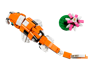 Vue de dessus du poisson koï LEGO Creator 31129 avec nénuphar et fleur de lotus en briques roses et blanches