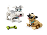 Construction alternative LEGO Creator 31137 : terrier blanc et gris avec carlin beige assis et os vert