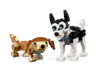 Troisième construction alternative du set LEGO 31137 : teckel marron en position de jeu et husky noir et blanc