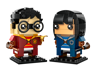 Figurines LEGO BrickHeadz Harry Potter en tenue de Quidditch Gryffondor et Cho Chang en tenue Serdaigle avec balais, vue de face