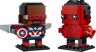 Figurines LEGO BrickHeadz 40668 Captain America avec bouclier et ailes et Hulk Rouge vue de face sur fond blanc