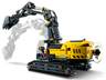 Vue latérale de la pelleteuse LEGO Technic 42121 montrant le bras articulé mobile et le mécanisme de rotation arrière de la cabine