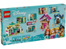 Dos de la boîte LEGO Disney 43246 montrant les détails des boutiques, les mini-poupées et les accessoires inclus dans le set
