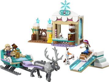 LEGO Disney 43256 L'aventure en traîneau d'Anna - ensemble complet avec traîneau de Kristoff, Sven, échoppe et toboggan de glace
