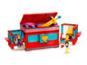 Boîte à bijoux LEGO 43276 ouverte révélant le bracelet rose, les compartiments latéraux avec la Méchante Reine et Blanche-Neige