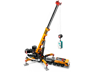 LEGO City 60409 grue mobile vue arrière avec stabilisateurs déployés, rotation 360° et cabine de chantier suspendue au crochet