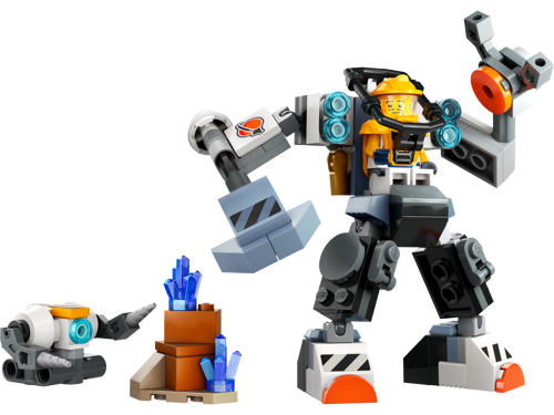 LEGO City 60428 robot de chantier spatial avec minifigurine astronaute, cristaux bleus et petit robot de forage