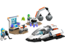 LEGO City 60429 ensemble complet avec vaisseau spatial blanc, station de recherche, bras mécanique, astéroïde et deux minifigurines astronautes