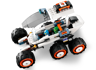 Vue plongeante du rover LEGO 60431 avec cockpit ouvert révélant deux minifigurines astronautes à l'intérieur et panneau supérieur détachable
