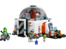 Vue de face du laboratoire scientifique spatial LEGO City 60439 avec dôme transparent, minifigurines d'astronautes et plantes extraterrestres