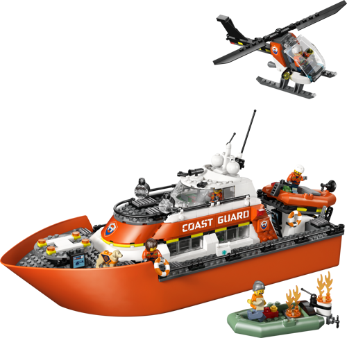 LEGO City 60504 - Le bateau de sauvetage et l’hélicoptère des garde-côtes