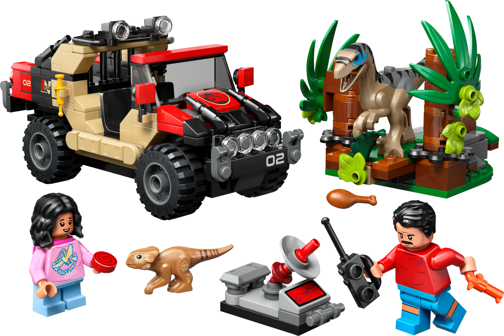 LEGO Jurassic World 76972 - Le vélociraptor et l’évasion en 4x4