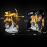 Dimensions de la figurine Saint Seiya Sagittaire (18,5 x 15 x 9 pouces) et de la boîte Pantasy 86601 sur fond noir