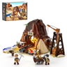 Set de construction F9077 Old West Gold Mine avec boîte, mine d'or, figurines de mineurs, chariot, grue et feu de camp