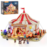 Set Lumibricks L9079 Cirque Itinérant Wild West Show 1962 pièces avec boîte, chapiteau rayé rouge et blanc, figurines et cheval