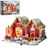 Set Lumibricks Spa Cabin 10011 2235 pièces avec boîte, chalet rouge enneigé illuminé, jacuzzi et minifigurines