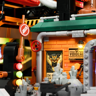 Détail du laboratoire VoidLab avec affiche de hibou mécanique, panneau stop, feu tricolore LED et cristaux gris steampunk