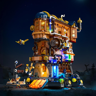 Château Mobile de l'Alchimiste Lumibricks L9103 illuminé de nuit avec pattes mécaniques et lumières bleues