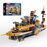 Bateau à vapeur steampunk Lumibricks L9106 Queen of Tides 1792 pièces avec boîte, vue latérale complète sur fond blanc
