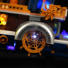 Gros plan sur la roue à aubes Queen of Tides avec éclairage LED intégré du bateau steampunk Lumibricks L9106