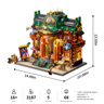 Dimensions du set Lumibricks L9115 : 14,49 x 10,08 x 13,03 pouces, 3187 pièces, 5 minifigurines, 17 LED, 68 briques imprimées