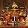 Bibliothèque Chrono Library Lumibricks L9115 illuminée avec éclairage LED chaud et 5 minifigurines steampunk alignées devant