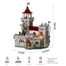 Dimensions du château Lumibricks L9119 : 16,54 pouces de haut, 12,6 pouces de large, 2945 pièces, 4 figurines, 13 LED