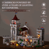 Château médiéval Lumibricks L9119 illuminé sur table en bois avec garantie 2 ans, sans BPA et remplacement gratuit